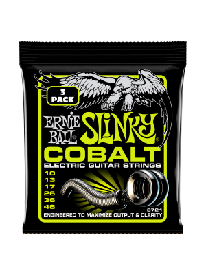 Ernie Ball P03721 Regular Slinky Cobalt Cuerdas para guitarra eléctrica, paquete de 3